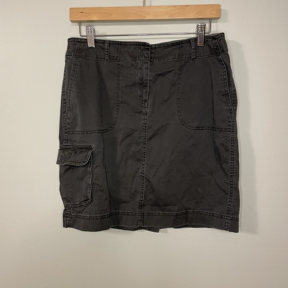 J Jill Women's Size 6 Gray Cargo Cotton Stretch Cargo Pocket Preppy Mini Skirt